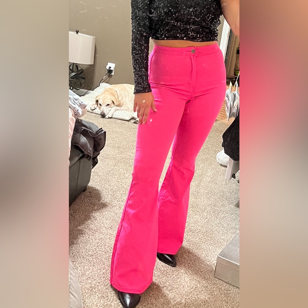 Hot Pink Flare Jeans
